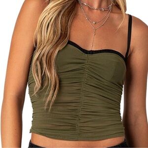 Edikted Green Ruched Corset Tank